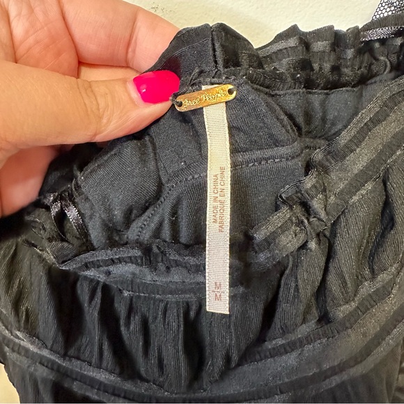 free people black ruffle mini dress size medium - Picture 5 of 5